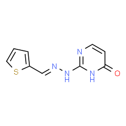 ChemSpider 2D Image | 2-[(2E)-2-(2-Thienylmethylene)hydrazino]-4(3H)-pyrimidinone | C9H8N4OS