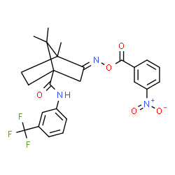 ChemSpider 2D Image | (3E)-4,7,7-Trimethyl-3-{[(3-nitrobenzoyl)oxy]imino}-N-[3-(trifluoromethyl)phenyl]bicyclo[2.2.1]heptane-1-carboxamide | C25H24F3N3O5