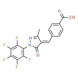 ChemSpider 2D Image | 4-{(E)-[3-Methyl-5-oxo-1-(pentafluorophenyl)-1,5-dihydro-4H-pyrazol-4-ylidene]methyl}benzoic acid | C18H9F5N2O3