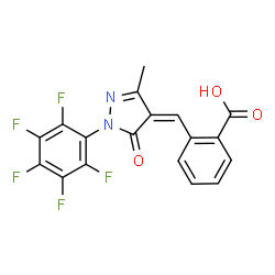 ChemSpider 2D Image | 2-{(Z)-[3-Methyl-5-oxo-1-(pentafluorophenyl)-1,5-dihydro-4H-pyrazol-4-ylidene]methyl}benzoic acid | C18H9F5N2O3