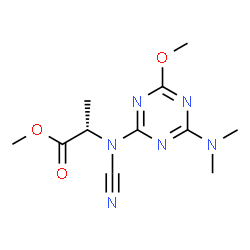 ChemSpider 2D Image | Methyl N-cyano-N-[4-(dimethylamino)-6-methoxy-1,3,5-triazin-2-yl]-D-alaninate | C11H16N6O3