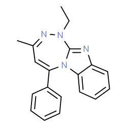ChemSpider 2D Image | 9H-4b,8,9,10-Tetraazabenzo[a]azulene, 9-ethyl-7-methyl-5-phenyl- | C19H18N4