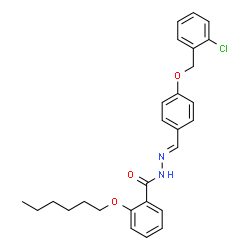 ChemSpider 2D Image | N'-[(E)-{4-[(2-Chlorobenzyl)oxy]phenyl}methylene]-2-(hexyloxy)benzohydrazide | C27H29ClN2O3