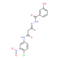 ChemSpider 2D Image | (3E)-N-(4-Chloro-3-nitrophenyl)-3-[(3-hydroxybenzoyl)hydrazono]butanamide | C17H15ClN4O5