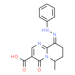 ChemSpider 2D Image | (9Z)-6-Methyl-4-oxo-9-(phenylhydrazono)-6,7,8,9-tetrahydro-4H-pyrido[1,2-a]pyrimidine-3-carboxylic acid | C16H16N4O3