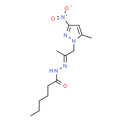 ChemSpider 2D Image | N'-[(2E)-1-(5-Methyl-3-nitro-1H-pyrazol-1-yl)-2-propanylidene]hexanehydrazide | C13H21N5O3