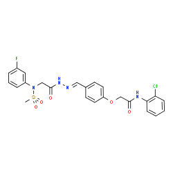 ChemSpider 2D Image | N-(2-Chlorophenyl)-2-{4-[(E)-({[(3-fluorophenyl)(methylsulfonyl)amino]acetyl}hydrazono)methyl]phenoxy}acetamide (non-preferred name) | C24H22ClFN4O5S