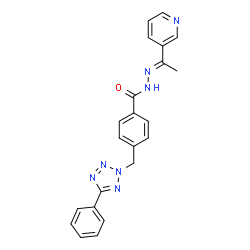 ChemSpider 2D Image | 4-[(5-Phenyl-2H-tetrazol-2-yl)methyl]-N'-[(1E)-1-(3-pyridinyl)ethylidene]benzohydrazide | C22H19N7O