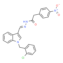 ChemSpider 2D Image | N'-{(E)-[1-(2-Chlorobenzyl)-1H-indol-3-yl]methylene}-2-(4-nitrophenyl)acetohydrazide | C24H19ClN4O3