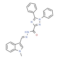 ChemSpider 2D Image | N'-[(E)-(1-Methyl-1H-indol-3-yl)methylene]-1,5-diphenyl-1H-1,2,4-triazole-3-carbohydrazide | C25H20N6O