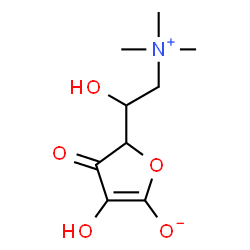 ChemSpider 2D Image | 3-Hydroxy-5-[1-hydroxy-2-(trimethylammonio)ethyl]-4-oxo-4,5-dihydro-2-furanolate | C9H15NO5