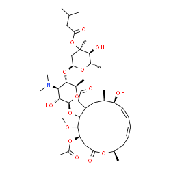 ChemSpider 2D Image | (2S,3S,4R,6S)-6-{[(2R,3S,4R,5R,6S)-6-{[(4R,9R,10R,11Z,13Z,16R)-4-Acetoxy-10-hydroxy-5-methoxy-9,16-dimethyl-2-oxo-7-(2-oxoethyl)oxacyclohexadeca-11,13-dien-6-yl]oxy}-4-(dimethylamino)-5-hydroxy-2-meth
yltetrahydro-2H-pyran-3-yl]oxy}-3-hydroxy-2,4-dimethyltetrahydro-2H-pyran-4-yl 3-methylbutanoate (non-preferred name) | C42H69NO15