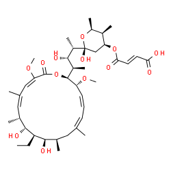 ChemSpider 2D Image | (5S)-3-O-[(2E)-3-Carboxy-2-propenoyl]-2,4-dideoxy-1-C-{(2S,3S,4R)-4-[(2S,3R,4Z,6Z,9R,10R,11R,12R,13R,14Z,16E)-11-ethyl-10,12-dihydroxy-3,17-dimethoxy-7,9,13,15-tetramethyl-18-oxooxacyclooctadeca-4,6,1
4,16-tetraen-2-yl]-3-hydroxy-2-pentanyl}-4,5-dimethyl-alpha-D-erythro-pentopyranose | C41H64O13