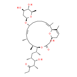 ChemSpider 2D Image | (1R,5R,6S,8S,9Z,11R,15Z,17S)-1-Hydroxy-5-[(2R,4R,5S,6S)-5-hydroxy-4,6-dimethyl-7-oxo-2-nonanyl]-6,8,16,18-tetramethyl-3-oxo-4,21-dioxabicyclo[15.3.1]henicosa-9,15,18-trien-11-yl 2,6-dideoxy-beta-D-ara
bino-hexopyranoside | C40H66O10