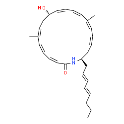 ChemSpider 2D Image | (3Z,5Z,7Z,10S,11Z,13Z,15Z,17Z,20R)-10-Hydroxy-7,15-dimethyl-20-[(2E,4E)-2,4-octadien-1-yl]azacycloicosa-3,5,7,11,13,15,17-heptaen-2-one | C29H39NO2