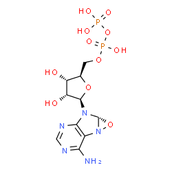 ChemSpider 2D Image | (1aS)-2-{5-O-[Hydroxy(phosphonooxy)phosphoryl]-beta-D-ribofuranosyl}-1a,2-dihydrooxazireno[3,2-f]purin-6-amine | C10H15N5O11P2