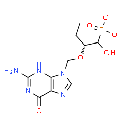 ChemSpider 2D Image | {(2R)-2-[(2-Amino-6-oxo-3,6-dihydro-9H-purin-9-yl)methoxy]-1-hydroxybutyl}phosphonic acid | C10H16N5O6P