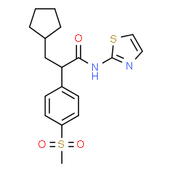 ChemSpider 2D Image | 3-Cyclopentyl-2-[4-(methylsulfonyl)phenyl]-N-(1,3-thiazol-2-yl)propanamide | C18H22N2O3S2