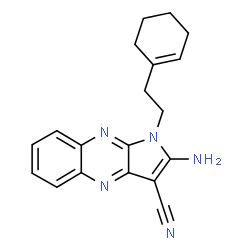 ChemSpider 2D Image | 2-Amino-1-[2-(1-cyclohexen-1-yl)ethyl]-1H-pyrrolo[2,3-b]quinoxaline-3-carbonitrile | C19H19N5