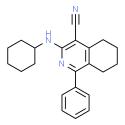 ChemSpider 2D Image | 3-(Cyclohexylamino)-1-phenyl-5,6,7,8-tetrahydro-4-isoquinolinecarbonitrile | C22H25N3