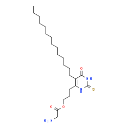 ChemSpider 2D Image | 3-(6-Oxo-5-tetradecyl-2-thioxo-1,2,3,6-tetrahydro-4-pyrimidinyl)propyl glycinate | C23H41N3O3S