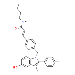 ChemSpider 2D Image | (2E)-N-Butyl-3-(4-{[2-(4-fluorophenyl)-5-hydroxy-3-methyl-1H-indol-1-yl]methyl}phenyl)-N-methylacrylamide | C30H31FN2O2