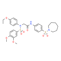 ChemSpider 2D Image | N-[4-(1-Azepanylsulfonyl)phenyl]-N~2~-[(3,4-dimethoxyphenyl)sulfonyl]-N~2~-(4-ethoxyphenyl)glycinamide | C30H37N3O8S2