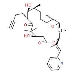 ChemSpider 2D Image | (1R,3S,7R,10R,11S,12S,16S)-10-(3-Butyn-1-yl)-7,11-dihydroxy-8,8,12,16-tetramethyl-3-[(1E)-1-(2-pyridinyl)-1-propen-2-yl]-4,17-dioxabicyclo[14.1.0]heptadecane-5,9-dione | C31H43NO6