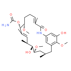 ChemSpider 2D Image | (8S,9S,12S,13R,14S,16R)-13,20-Dihydroxy-8,14,19-trimethoxy-4,10,12,16-tetramethyl-3-oxo-2-azabicyclo[16.3.1]docosa-1(22),4,10,18,20-pentaen-9-yl carbamate | C29H44N2O8