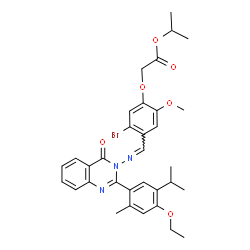 ChemSpider 2D Image | Isopropyl [5-bromo-4-({[2-(4-ethoxy-5-isopropyl-2-methylphenyl)-4-oxo-3(4H)-quinazolinyl]imino}methyl)-2-methoxyphenoxy]acetate | C33H36BrN3O6