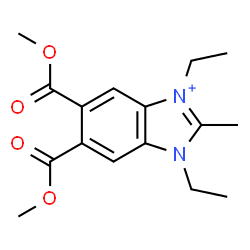 ChemSpider 2D Image | 1,3-Diethyl-5,6-bis(methoxycarbonyl)-2-methyl-1H-benzimidazol-3-ium | C16H21N2O4