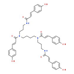 ChemSpider 2D Image | (2E,2'E)-N,N'-1,4-Butanediylbis[3-(4-hydroxyphenyl)-N-(3-{[(2E)-3-(4-hydroxyphenyl)-2-propenoyl]amino}propyl)acrylamide] | C46H50N4O8