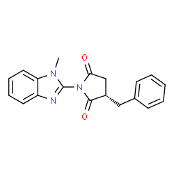 ChemSpider 2D Image | (3S)-3-Benzyl-1-(1-methyl-1H-benzimidazol-2-yl)-2,5-pyrrolidinedione | C19H17N3O2