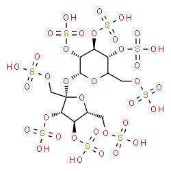 ChemSpider 2D Image | 1,3,4,6-Tetra-O-sulfo-beta-D-fructofuranosyl (5xi)-2,3,4,6-tetra-O-sulfo-alpha-D-xylo-hexopyranoside | C12H22O35S8