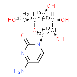 ChemSpider 2D Image | 4-Amino-1-[beta-D-(~13~C_6_)glucopyranosyl]-2(1H)-pyrimidinone | C413C6H15N3O6