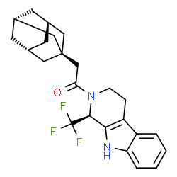 ChemSpider 2D Image | 2-[(3R,5R)-Adamantan-1-yl]-1-[(1S)-1-(trifluoromethyl)-1,3,4,9-tetrahydro-2H-beta-carbolin-2-yl]ethanone | C24H27F3N2O