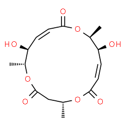 ChemSpider 2D Image | (4R,7Z,9S,10S,13Z,15S,16R)-9,15-Dihydroxy-4,10,16-trimethyl-1,5,11-trioxacyclohexadeca-7,13-diene-2,6,12-trione | C16H22O8