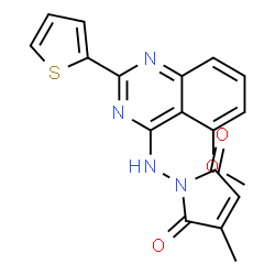 ChemSpider 2D Image | 1-{[5-Methoxy-2-(2-thienyl)-4-quinazolinyl]amino}-3-methyl-1H-pyrrole-2,5-dione | C18H14N4O3S