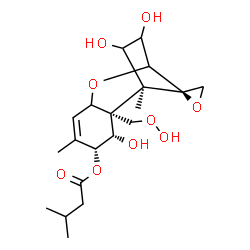 ChemSpider 2D Image | (7alpha,8alpha,11xi,12R)-15-Hydroperoxy-3,4,7-trihydroxy-12,13-epoxytrichothec-9-en-8-yl 3-methylbutanoate | C20H30O9