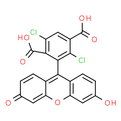 ChemSpider 2D Image | 2,5-Dichloro-3-(6-hydroxy-3-oxo-3H-xanthen-9-yl)terephthalic acid | C21H10Cl2O7