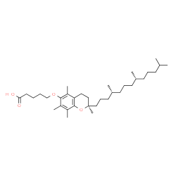 ChemSpider 2D Image | 5-({(2R)-2,5,7,8-Tetramethyl-2-[(4R,8R)-4,8,12-trimethyltridecyl]-3,4-dihydro-2H-chromen-6-yl}oxy)pentanoic acid | C34H58O4
