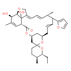ChemSpider 2D Image | (1'R,2R,4'S,5S,6R,8'R,13'S,20'R,21'R,24'S)-6-Ethyl-12'-(2-furyl)-21',24'-dihydroxy-5,11',13',22'-tetramethyl-3,4,5,6-tetrahydro-2'H-spiro[pyran-2,6'-[3,7,19]trioxatetracyclo[15.6.1.1~4,8~.0~20,24~]pen
tacosa[10,14,16,22]tetraen]-2'-one | C36H48O8