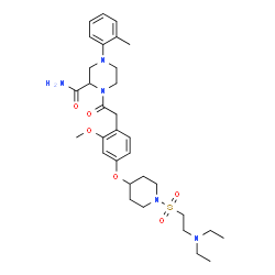 ChemSpider 2D Image | 1-({4-[(1-{[2-(Diethylamino)ethyl]sulfonyl}-4-piperidinyl)oxy]-2-methoxyphenyl}acetyl)-4-(2-methylphenyl)-2-piperazinecarboxamide | C32H47N5O6S