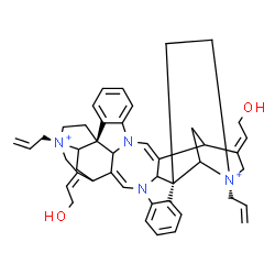 ChemSpider 2D Image | (1R,9Z,14R,17R,25Z,28E,30R,37E)-14,30-Diallyl-28,37-bis(2-hydroxyethylidene)-8,24-diaza-14,30-diazoniaundecacyclo[25.5.2.2~11,14~.1~1,8~.1~10,17~.0~2,7~.0~13,17~.0~18,23~.0~24,35~.0~26,38~.0~30,33~]oc
tatriaconta-2,4,6,9,18,20,22,25-octaene | C44H50N4O2