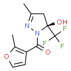ChemSpider 2D Image | [(5S)-5-Hydroxy-3-methyl-5-(trifluoromethyl)-4,5-dihydro-1H-pyrazol-1-yl](2-methyl-3-furyl)methanone | C11H11F3N2O3
