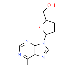 ChemSpider 2D Image | [5-(6-Fluoro-9H-purin-9-yl)tetrahydro-2-furanyl]methanol | C10H11FN4O2