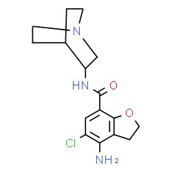 ChemSpider 2D Image | 4-Amino-N-(1-azabicyclo[2.2.2]oct-3-yl)-5-chloro-2,3-dihydro-1-benzofuran-7-carboxamide | C16H20ClN3O2
