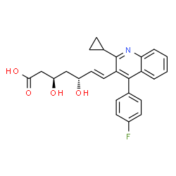 ChemSpider 2D Image | (3R,5R,E)-7-(2-Cyclopropyl-4-(4-fluorophenyl)quinolin-3-yl)-3,5-dihydroxyhept-6-enoic acid | C25H24FNO4
