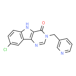 ChemSpider 2D Image | 8-Chloro-3-(3-pyridinylmethyl)-3,5-dihydro-4H-pyrimido[5,4-b]indol-4-one | C16H11ClN4O