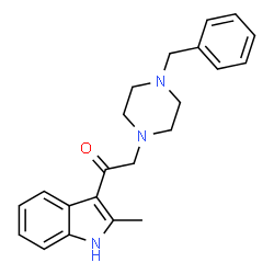 ChemSpider 2D Image | 2-(4-Benzyl-1-piperazinyl)-1-(2-methyl-1H-indol-3-yl)ethanone | C22H25N3O